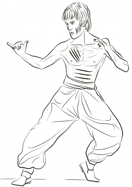 Bruce Lee coloring page image
