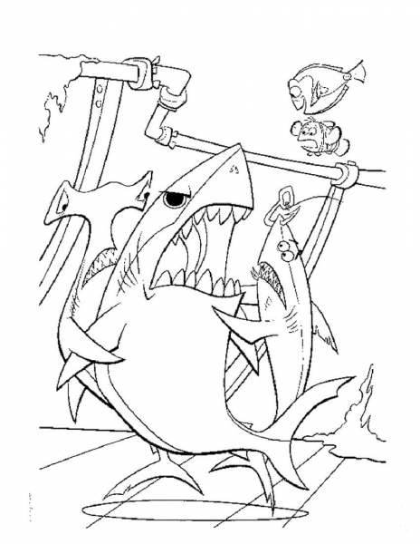 Bruce Wants To Eat Dory  coloring page image