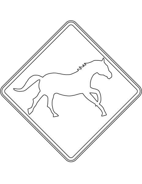 “Brumbies (Wild Horses)” Sign in Australia coloring page image
