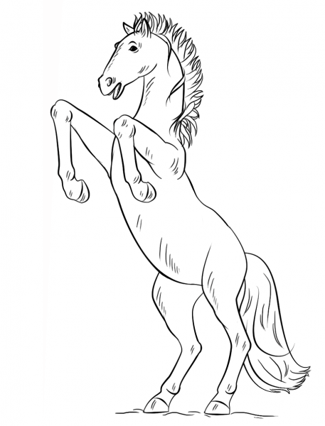 Bucking Mustang coloring page image