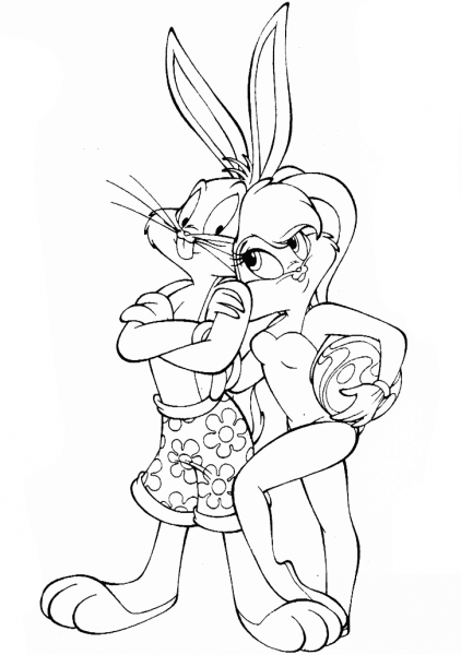 Bugs Bunny with Lola coloring page image