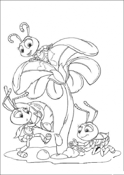 Bugs on a flower coloring page image