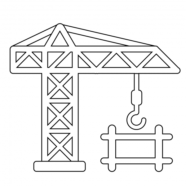 Building Construction Crane Emoji coloring page image