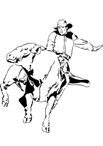 Bull Rider coloring page image