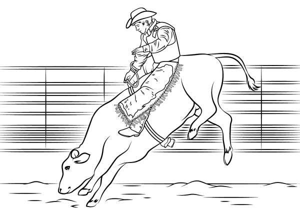 Bull Riding coloring page image