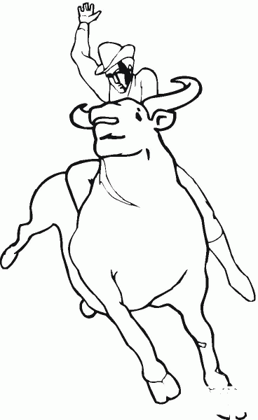 Bull Rodeo coloring page image