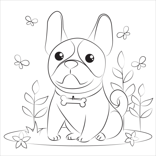 Bulldog coloring page image
