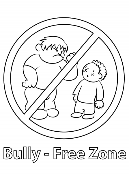 Bully Free Zone coloring page image