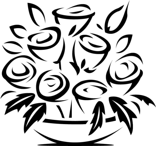 Bunch of roses in a vase coloring page image