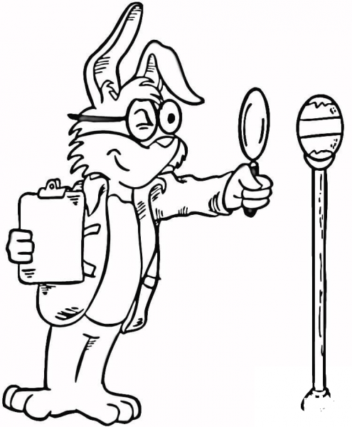 Bunny Has Magnifying Glass  coloring page image