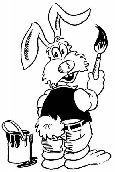 Bunny Is a Painter  coloring page image