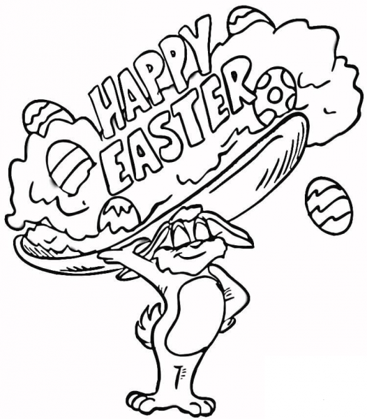 Bunny Wishes Happy Easter coloring page image
