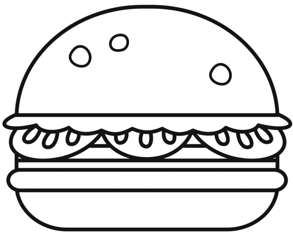 Burger coloring page image