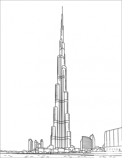 Burj Khalifa in Dubai coloring page - ColouringPages