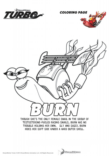 Burn from Turbo coloring page image