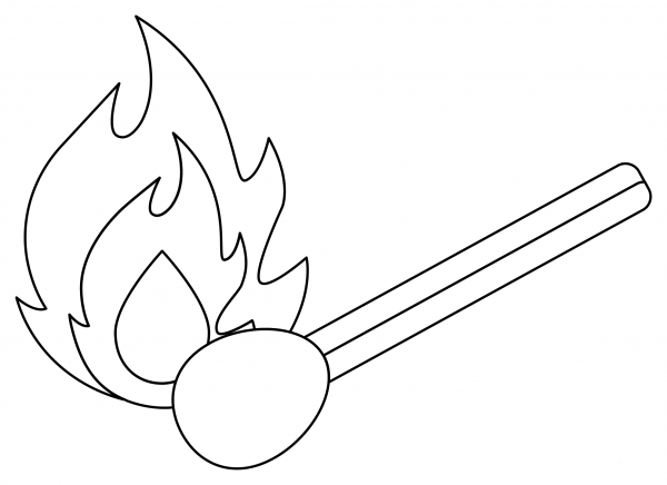 Burning Matchstick coloring page image