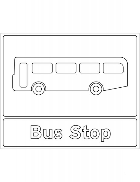 “Bus Stop” Sign in the United Kingdom coloring page image