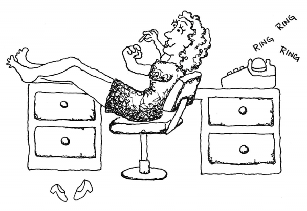 Busy Sales Woman  coloring page image