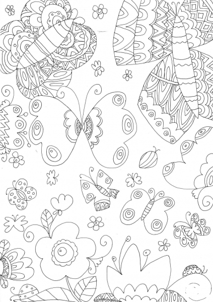 Butterflies coloring page image