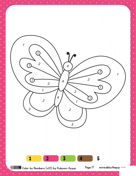 Butterfly Color by Numbers 1-4 image