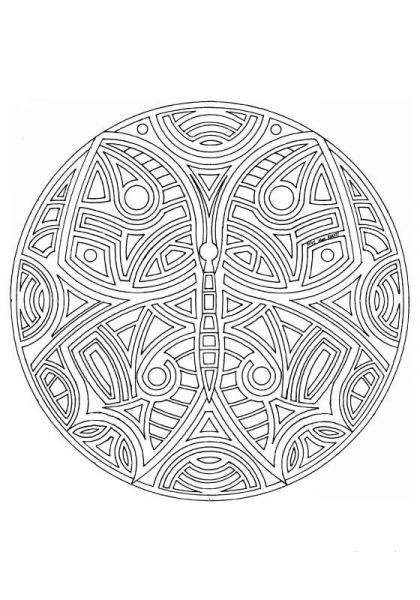 Butterfly Mandala coloring page image