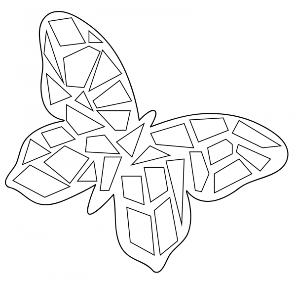 Butterfly Mosaic coloring page image