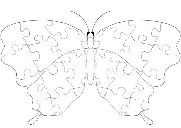 Butterfly with Jigsaw Puzzle Pattern coloring page image