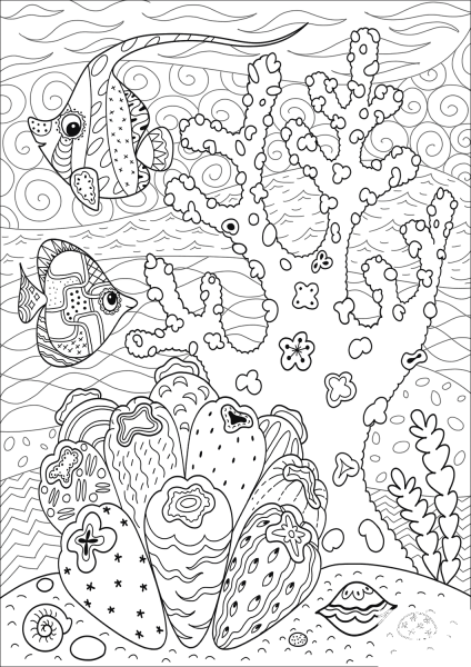 Butterflyfish Enjoying Coral Reef coloring page image
