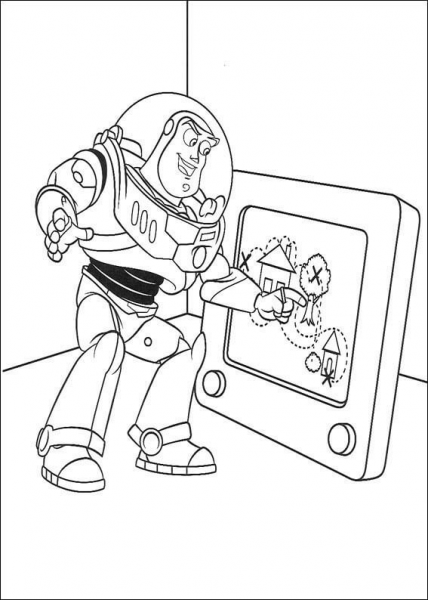 Buzz is Drawing  coloring page image