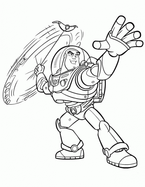 Buzz Lightyear and his Weapon  coloring page image