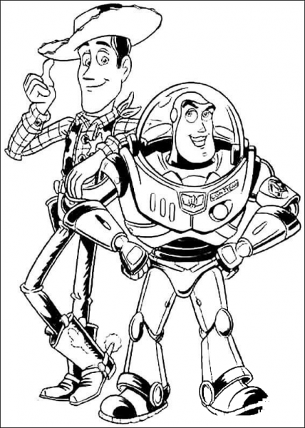Buzz Lightyear And Woody Sheriff  coloring page image