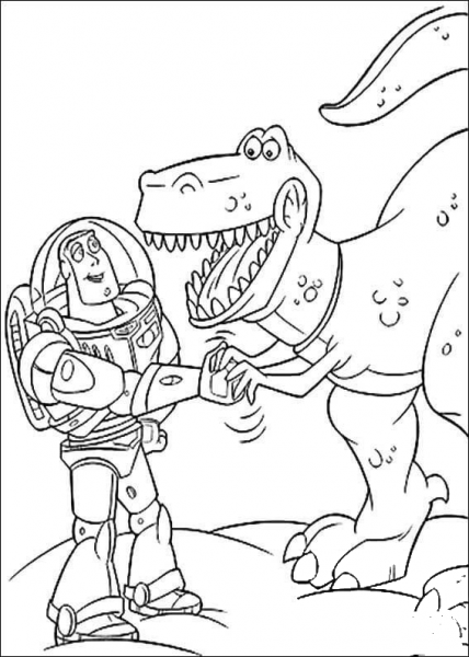 Buzz Lightyear With Rex  coloring page image
