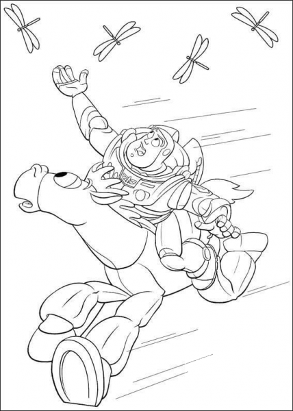 Buzz Tries To Catch The Dragonfly  coloring page image