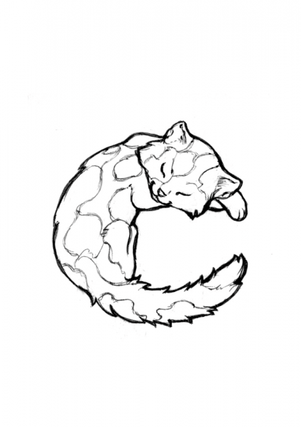 C is for Cat coloring page image