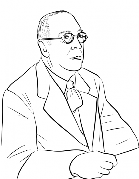 C. S. Lewis coloring page image