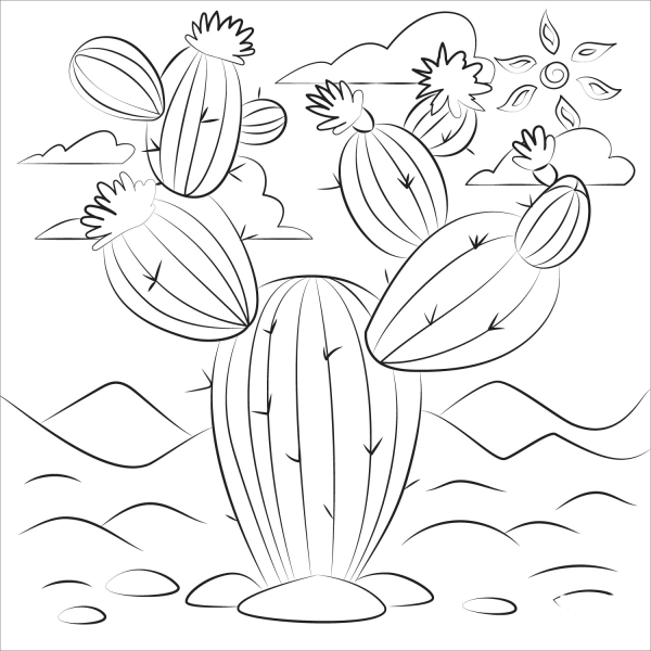 Cactus coloring page image