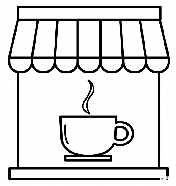 Cafeteria coloring page image