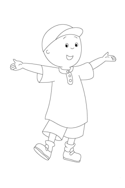 Caillou Is Waiting To Be Painted! coloring page image