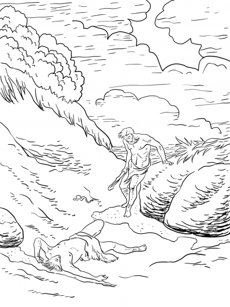Cain Kills Abel coloring page image