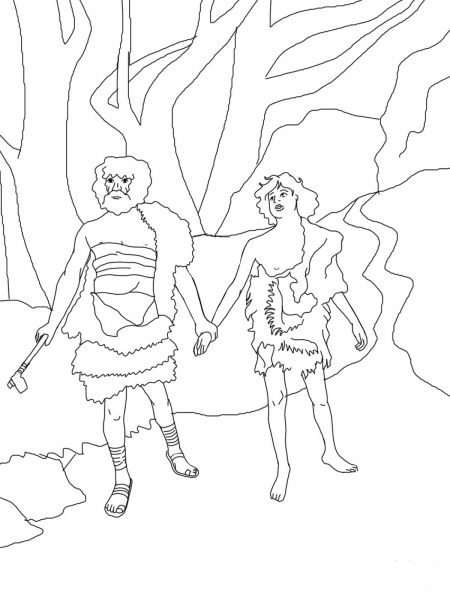Cain Lead Abel to Death coloring page image