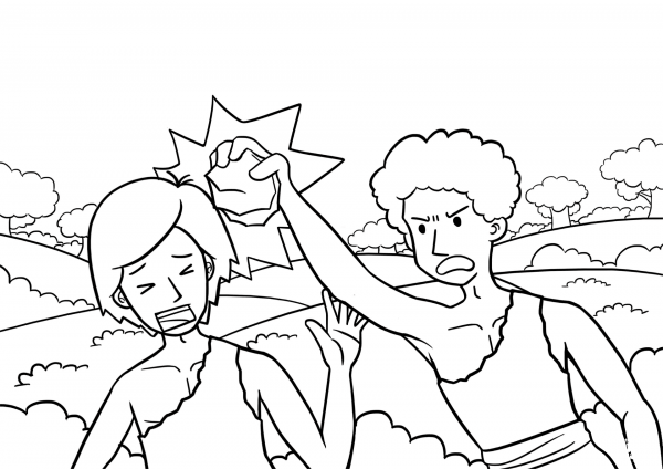 Cain Slaying Abel coloring page image