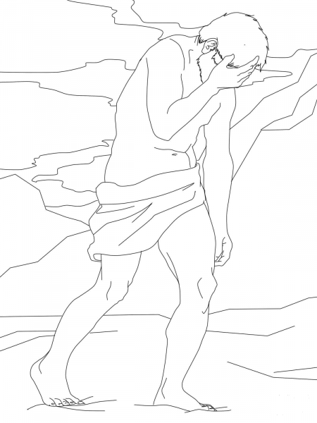 Cain Sobbing coloring page image