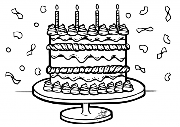 Cake coloring page image