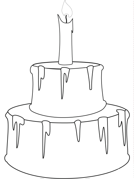 Cake with Candle coloring page image