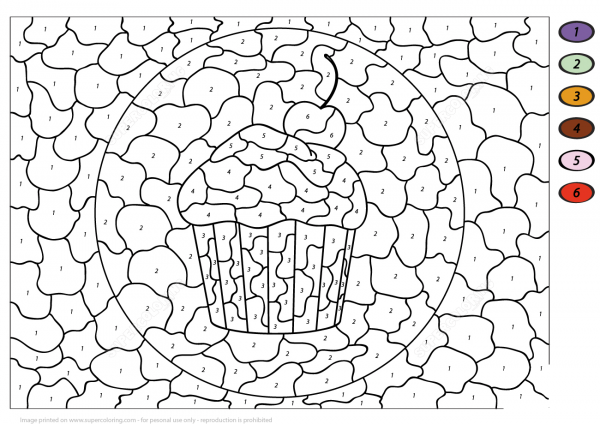Cake with Cherry Color by Number image