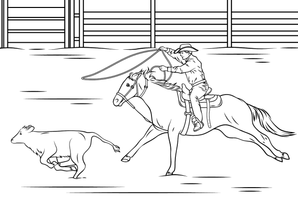 Calf Roping Rodeo coloring page image