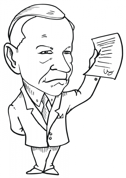Calvin Coolidge caricature coloring page image