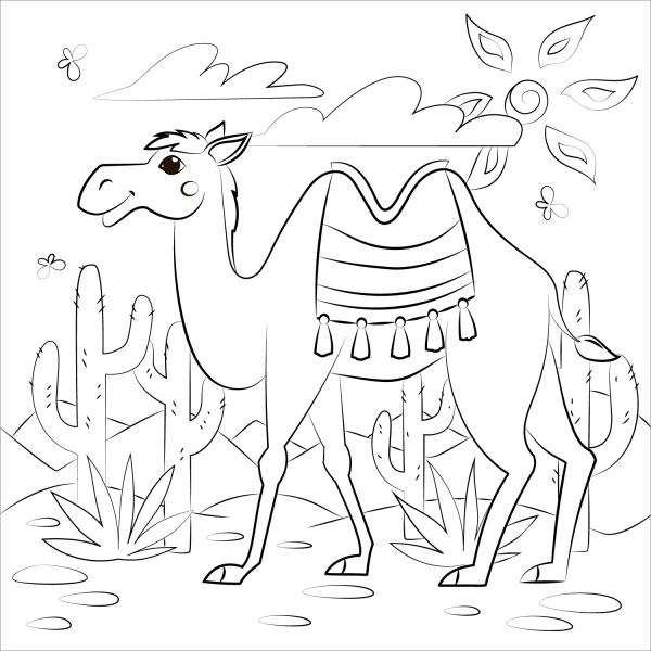 Camel coloring page image