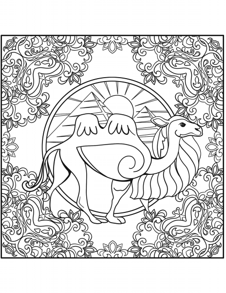 Camel Mandala coloring page image