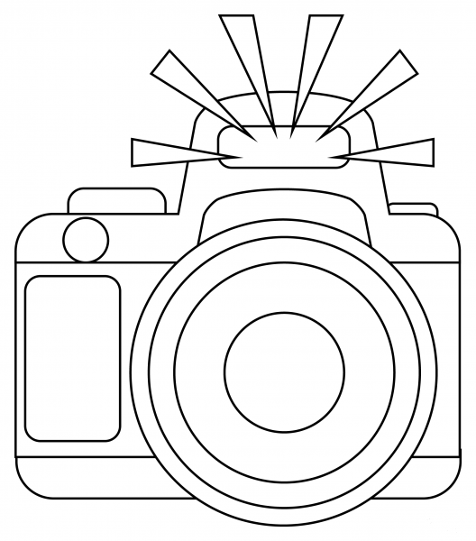 Camera with Flash coloring page image